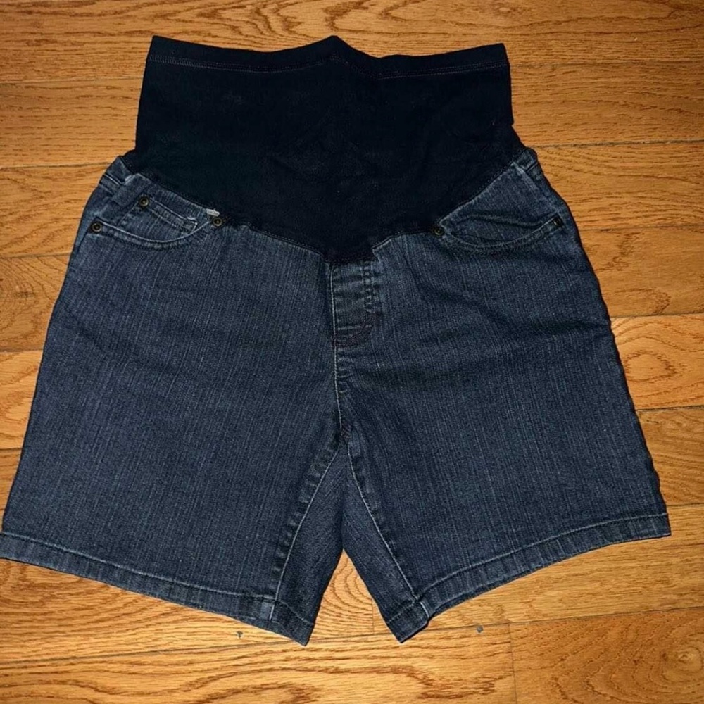 Denim maternity shorts